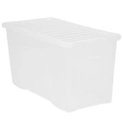 B&M Large Storage Box With Lid 110L - Clear -BM Home Shop 284861 110l storage box with lid clear