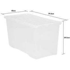 B&M Large Storage Box With Lid 110L - Clear -BM Home Shop 284861 110l storage box with lid clear 3
