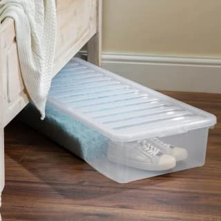 B&M Underbed Storage Box With Lid 55L - Clear 2 B&M Underbed Storage Box With Lid 55L - Clear - Image 2