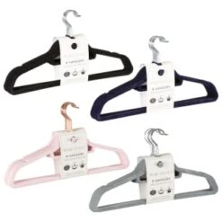 B&M Pure Velvet Hangers 8pk - Grey -BM Home Shop 333534 8pk velvet hangers group 1