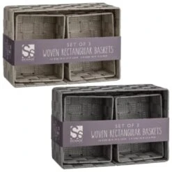 B&M Woven Storage Baskets 3pk - Silver -BM Home Shop 365979 365978 3pk woven baskets group