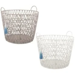 B&M Storage Basket With Tassel - Grey -BM Home Shop 368485 basket with tassel main
