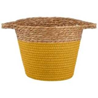 B&M Small Two Tone Wicker Basket - Ochre 1 B&M Small Two Tone Wicker Basket - Ochre