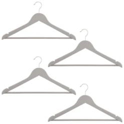B&M Matte Grey Wooden Hangers 4pk -BM Home Shop 376023 wooden hangers 4pk group