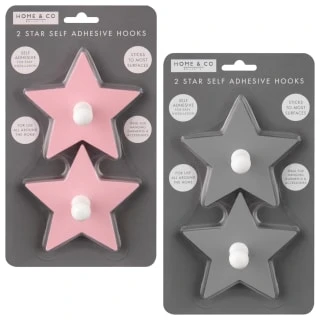 B&M Star Shaped Self Adhesive Hooks 2pk - Blush 2 B&M Star Shaped Self Adhesive Hooks 2pk - Blush - Image 2