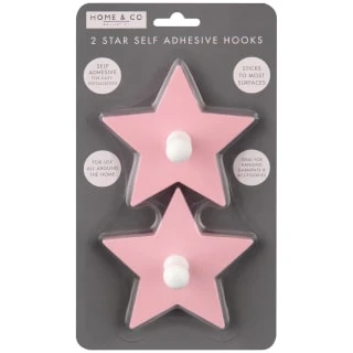 B&M Star Shaped Self Adhesive Hooks 2pk - Blush 1 B&M Star Shaped Self Adhesive Hooks 2pk - Blush