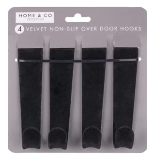 B&M Velvet Overdoor Hooks 4pk - Black 3 B&M Velvet Overdoor Hooks 4pk - Black - Image 3