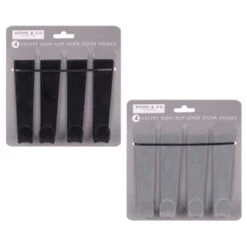 B&M Velvet Overdoor Hooks 4pk - Black 7 B&M Velvet Overdoor Hooks 4pk - Black -BM Home Shop 383665 4 velvet non slip over door hooks main