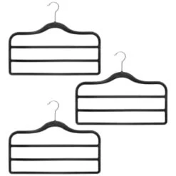 B&M Velvet Trouser Hangers 3pk - Black 6 B&M Velvet Trouser Hangers 3pk - Black -BM Home Shop 383688 3pk pure velvet trouser hangers black