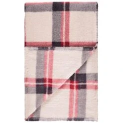 Simply Everyday Check Sherpa Throw - Red -BM Home Shop 388703 red check sherpa throw 3