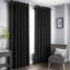 B&M Oxford Black Black Out Curtains With Eyelets 66 X 90"