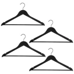 B&M Matt Black Wooden Hangers 4pk -BM Home Shop 392148 4pk matte black wooden hangers 2