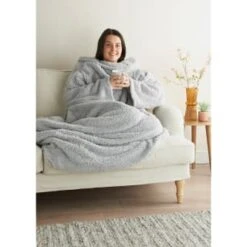 Home Essentials Teddy TV Blanket - Silver -BM Home Shop 393423 home essentials teddy tv blanket silver