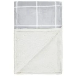 BM Home Shop 18 BM Home Shop -BM Home Shop 394978 winston grey check sherpa throw
