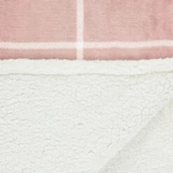 Winston Blush Sherpa Check Throw -BM Home Shop 394980 winston check throw blush 2