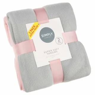 Simply Light Grey & Blush Polar Fleece Throw 2pk 1 Simply Light Grey & Blush Polar Fleece Throw 2pk