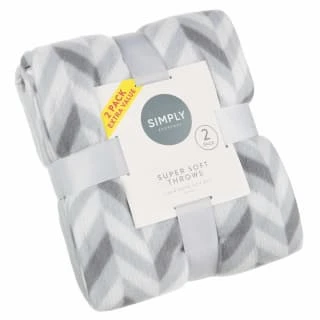Simply Grey & Geo Print Polar Fleece Throw 2pk 1 Simply Grey & Geo Print Polar Fleece Throw 2pk