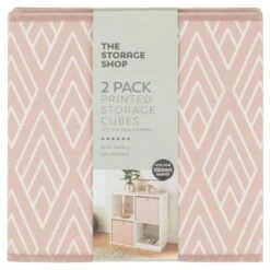 Lokken Printed Storage Cubes 2pk - Pink Diamond -BM Home Shop 395838 2pk printed lokken storage cubes pink diamond 2