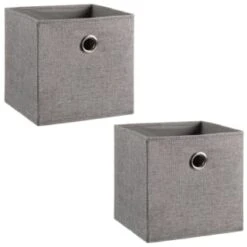 Lokken Linen Storage Cubes 2pk - Grey -BM Home Shop 395851 2pk linen lokken storage cubes grey 3
