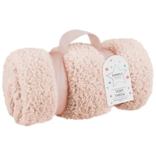 Simply Kids Teddy Throw - Light Pink 1 Simply Kids Teddy Throw - Light Pink