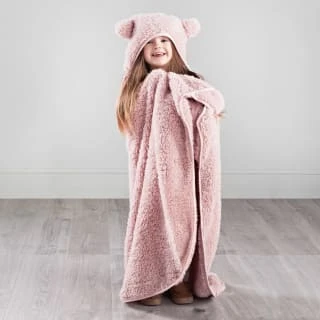 Simply Kids Hooded Sherpa Blanket - Blush 1 Simply Kids Hooded Sherpa Blanket - Blush